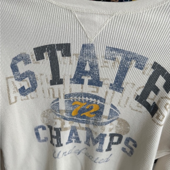 Vintage retro faded glory football graphic thermal long sleeve T-shirt shirt top - Picture 2 of 4